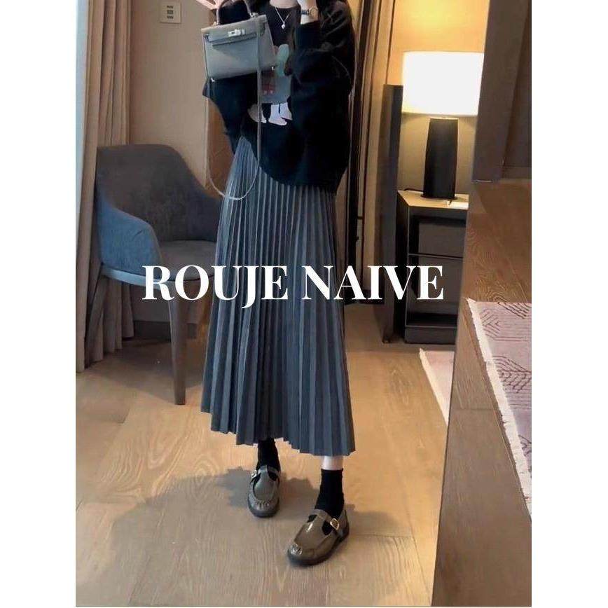 ROUJE NAIVE垂坠感加厚毛呢半身裙女春秋新款高腰气质A字百褶长裙,女装/女士精品,大码半身裙,淘宝优惠券,粉丝福利购,淘宝优惠卷