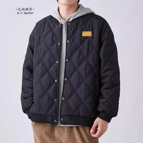 it neith BIAS潮牌美式仿羽绒棉服男冬季宽松外套休闲保暖棒球领
