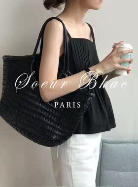 法国SOEUR BKAC法式简约风无袖衬衫女吊带背心方领褶皱娃娃衫宽松