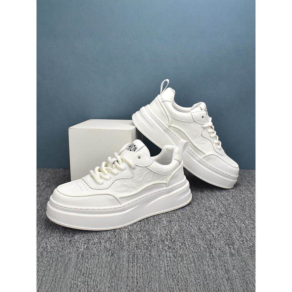 休闲百搭新款韩版小白鞋低帮春季皮面男鞋板鞋潮流厚底透气2025