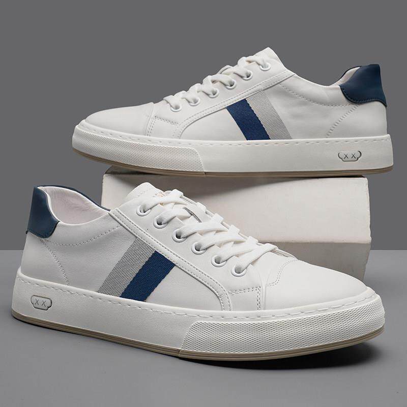 真皮男鞋新款夏季小白鞋头层牛皮板鞋软底时尚透气男士潮流休闲鞋