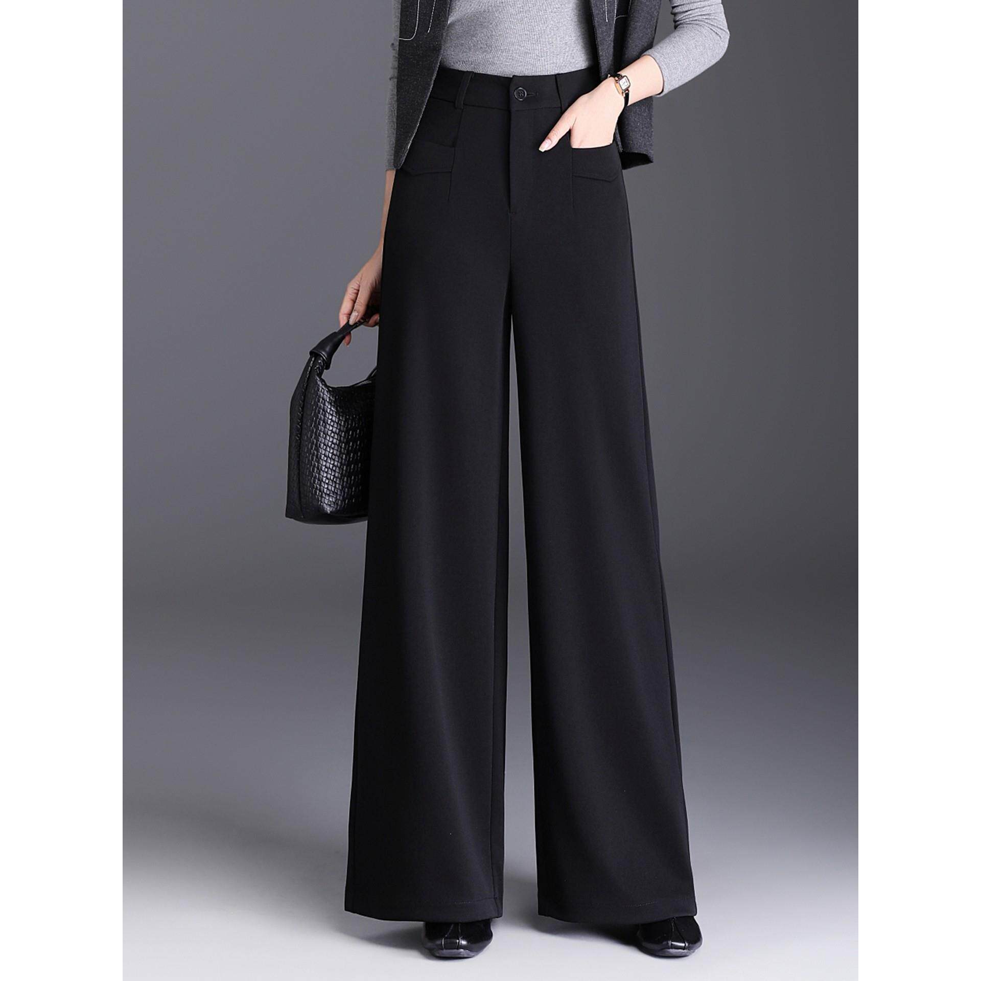 高腰女士垂感西装裤春秋新款显瘦大码直筒休闲长裤宽松高级阔腿裤