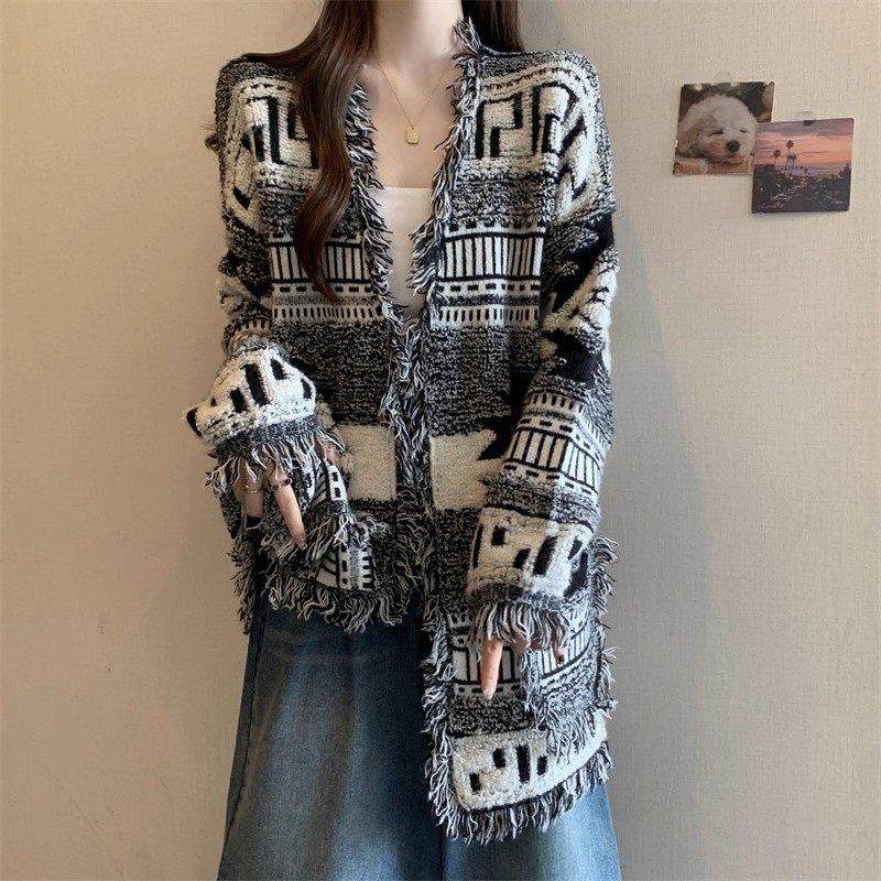 英国DHWA设计感流苏覆古毛衣外套女秋胖mm中长款V领针织开衫上衣,女装/女士精品,常规大码外套,淘宝优惠券,粉丝福利购,淘宝优惠卷