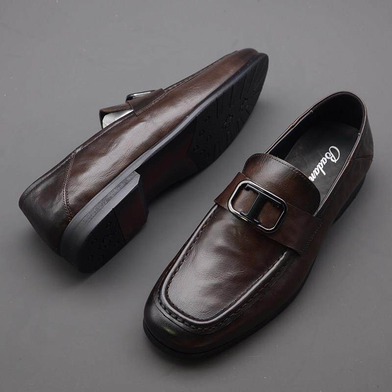 轻奢时尚一脚蹬男士软底休闲皮鞋夏季潮流百搭牛皮透气青年潮男鞋