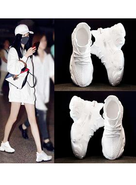 小个子厚底老爹鞋女款2025新款百搭轻便内增高8cm公分运动小白鞋