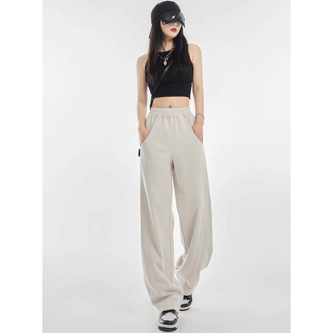 Canary Kiss美式高腰运动裤女2026春夏季新款宽松简约休闲弯刀裤