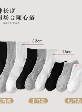 高档白色袜子男士春秋中筒袜纯棉吸汗防臭薄款短袜无骨运动长筒袜