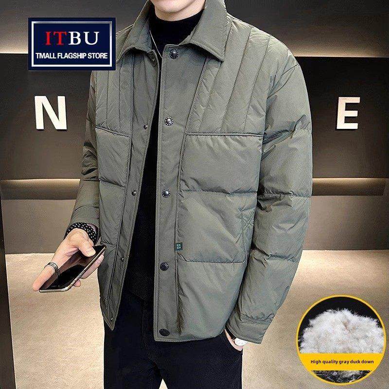 高级感假两件轻薄羽绒服男士冬季2025年新款加厚保暖夹克外套男款
