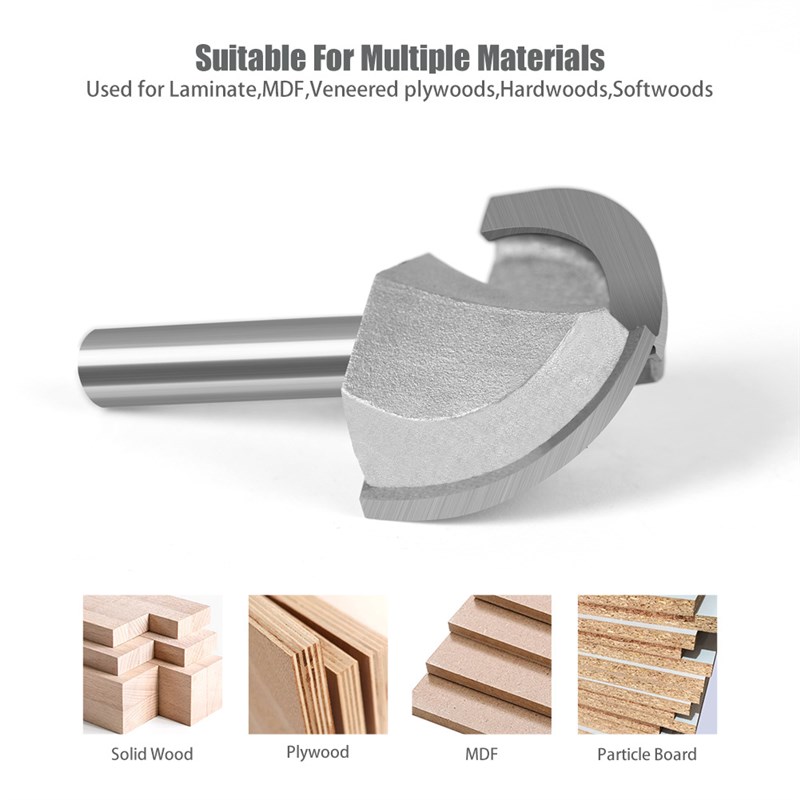 木工铣刀圆底刀开槽刀折角刀钨钢材质修边机刀头圆底修边铣刀8mm