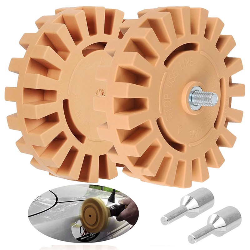 2件套车贴花和贴纸去除工具橡胶橡皮擦车轮带钻孔适配器套件去胶