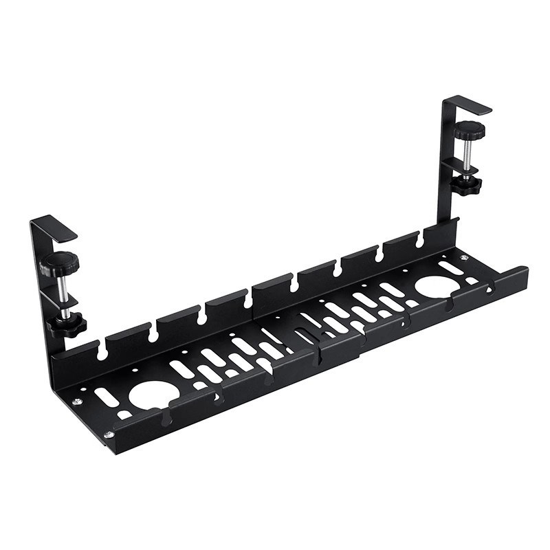 桌下理线架电脑路由器放置架插排收纳盒桌底绕线器免打孔过线槽