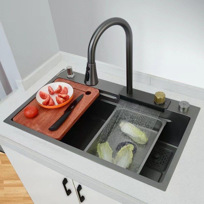 飞雨水槽厨房洗菜盆加厚黑精钢不锈钢家用洗碗池日式大单槽厂家,家装主材,水槽套餐,淘宝优惠券,粉丝福利购,淘宝优惠卷
