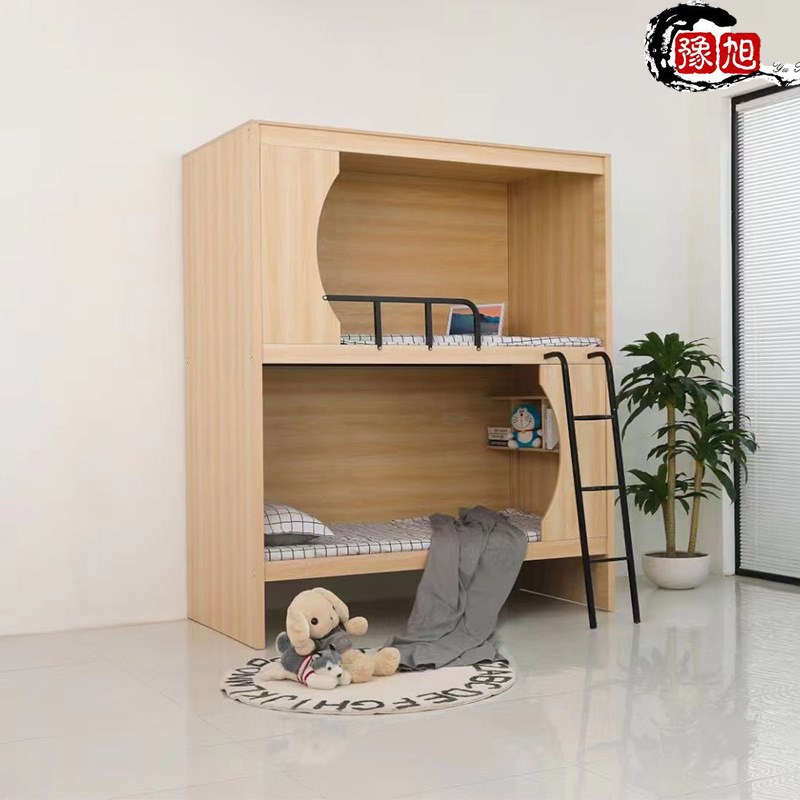 太空舱双层床实木钢架电竞酒店青旅上下铺学校宿舍互不干扰高低床