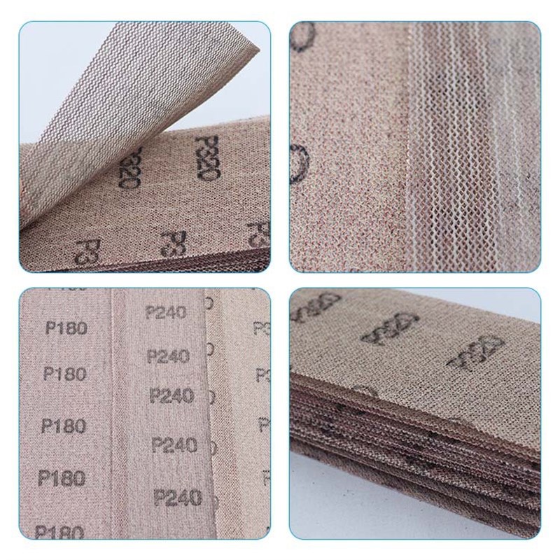 100张漆面无尘打磨方形网格砂纸磨片盒装 防堵植绒手刨手磨板通用