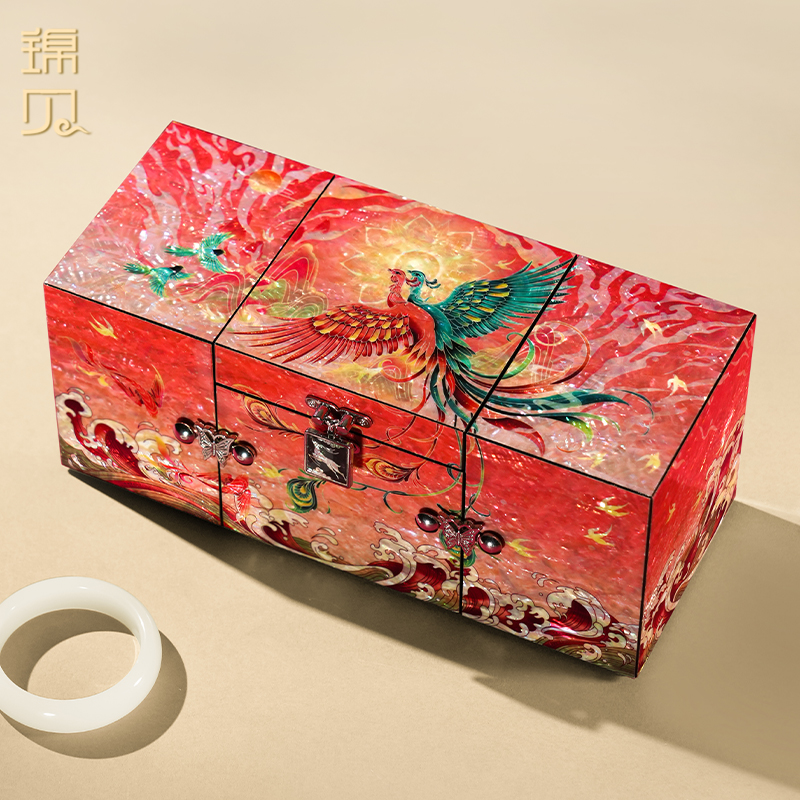 螺钿漆器首饰盒高档精致珠宝盒送女友老婆生日礼物结婚礼品嫁妆盒