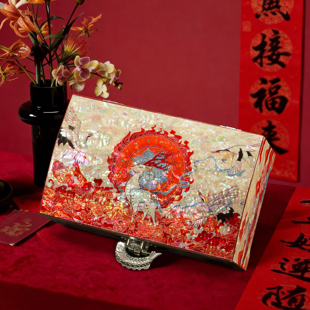 新年本命年礼物马年春节新款木质首饰盒五金收纳盒子高档年货礼品