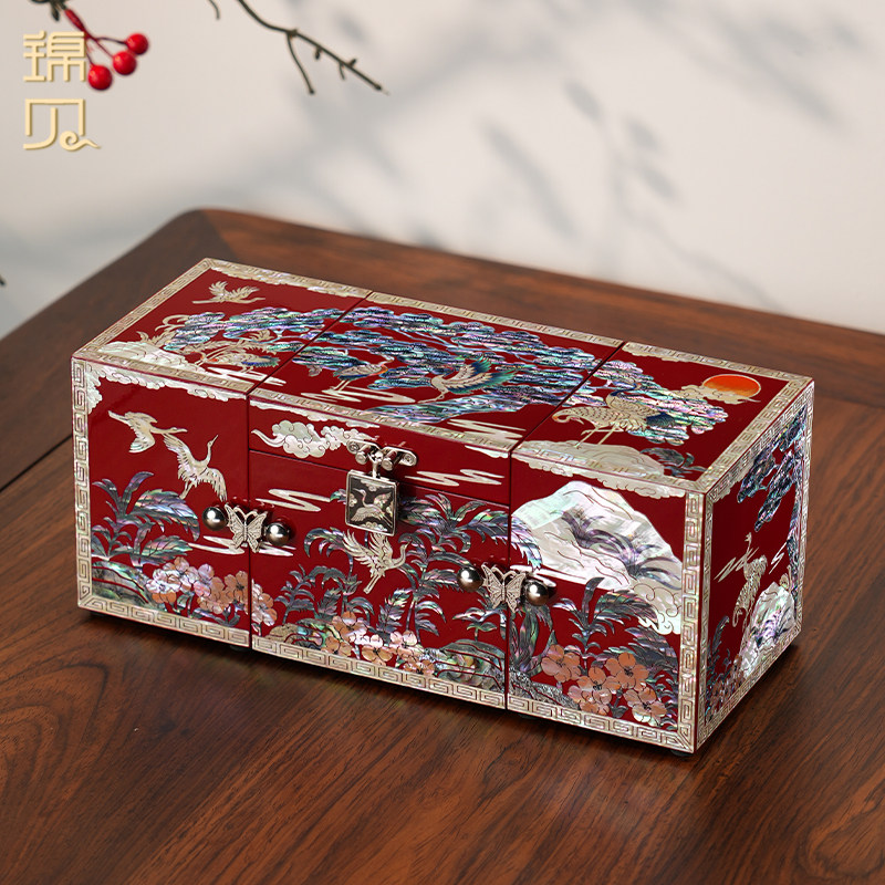 锦贝节庆用品螺钿漆器首饰盒木质结婚礼物手饰品珠宝盒饰品收纳盒,节庆用品/礼品,创意礼盒/礼品套组,淘宝优惠券,粉丝福利购,淘宝优惠卷