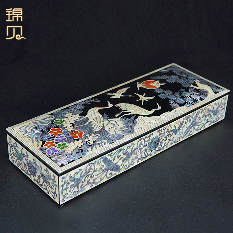 螺钿漆器笔盒礼物收纳首饰盒五金