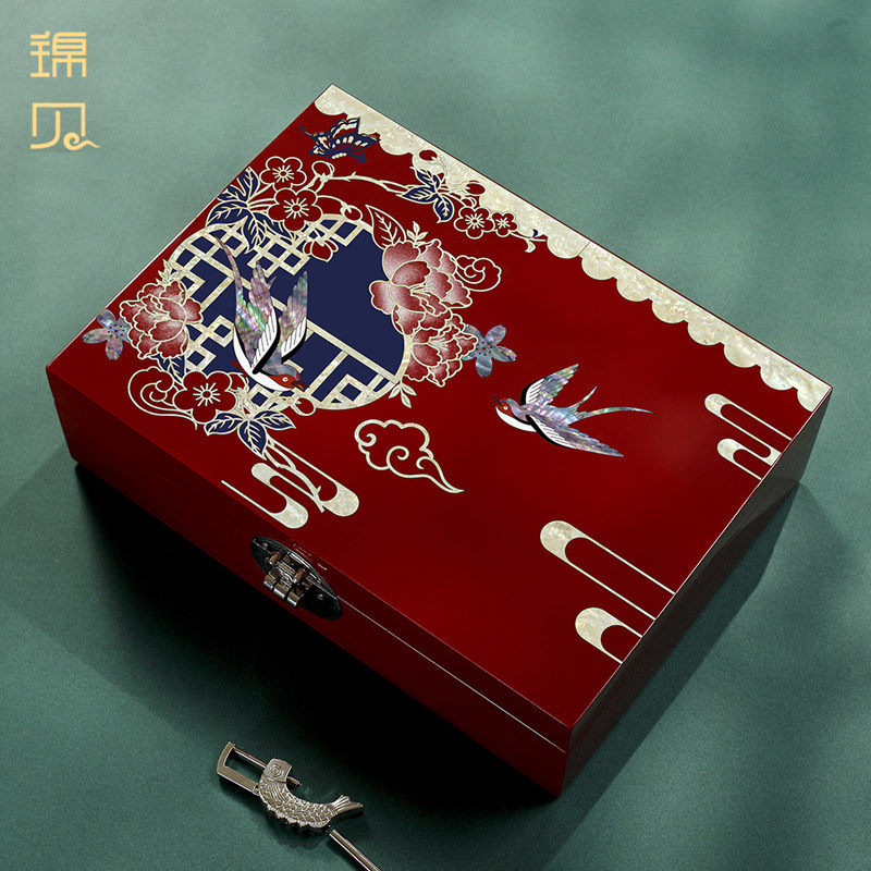 锦贝螺钿礼金盒结婚礼物嫁妆盒图片