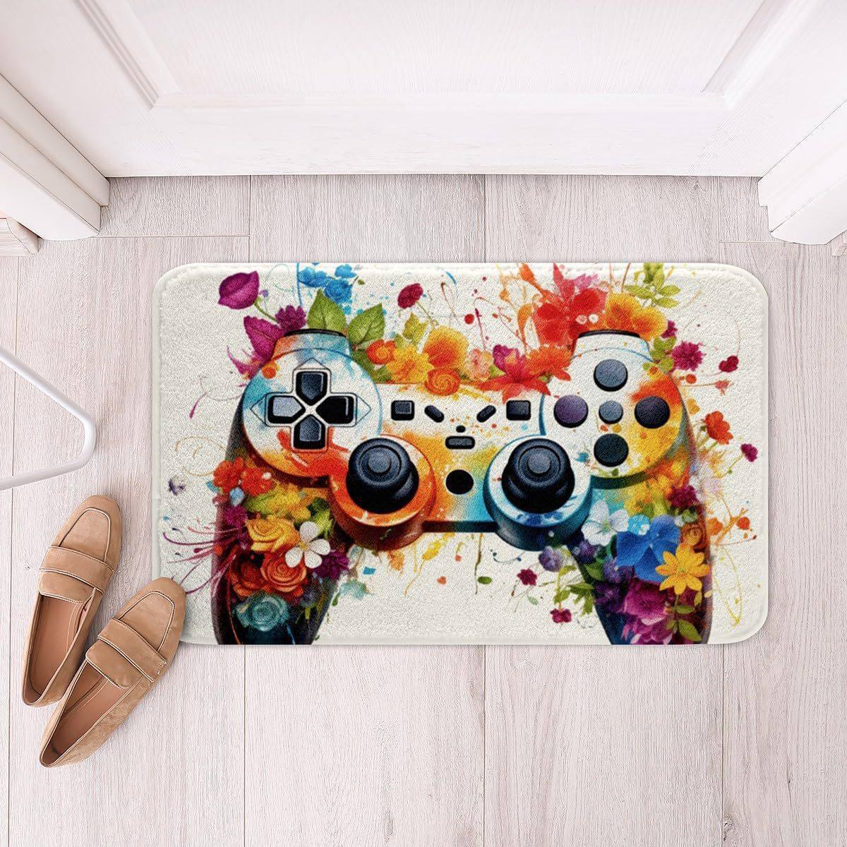 2026新款科技游戏机水晶绒吸水防滑地毯客厅卧室浴室门口地垫