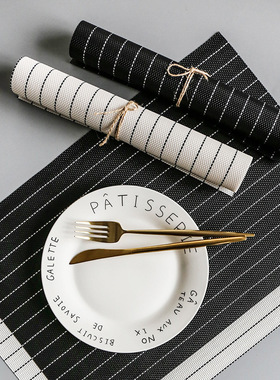 跨境新款条纹特斯林西餐垫餐盘垫子茶几垫-every piece shipped