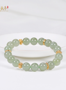 和田玉晴水玉手串女圆珠10mm手链