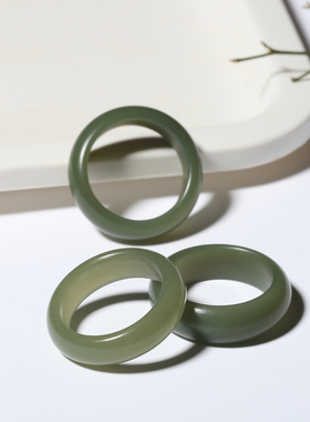 新疆和田玉碧玉戒指天然男女戒圈