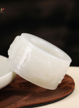 新疆和田玉男士扳指老料羊脂白玉