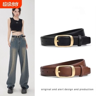皮带女款2025黑色时尚百搭简约腰带学生针扣装饰配牛仔裤带女穿搭