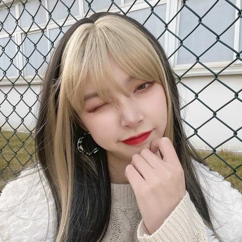 假发女长发Jennie同款金色刘海染