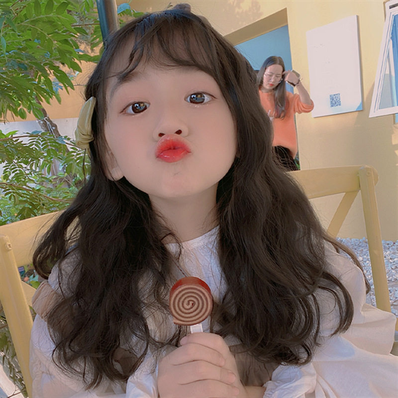 儿童假发女卷发羊毛卷化纤全头套