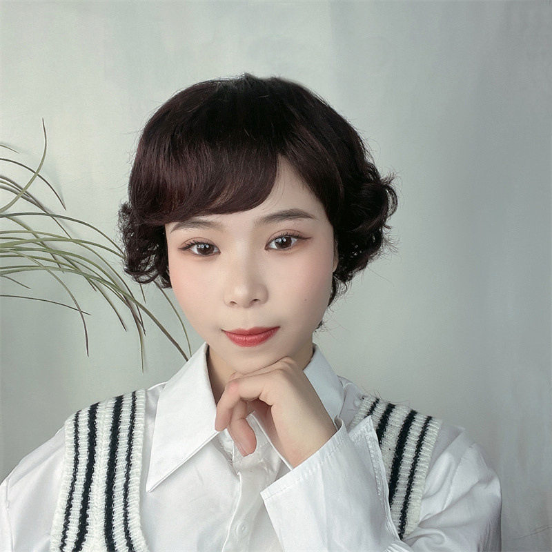 假发女短发中老年透气头套仿真