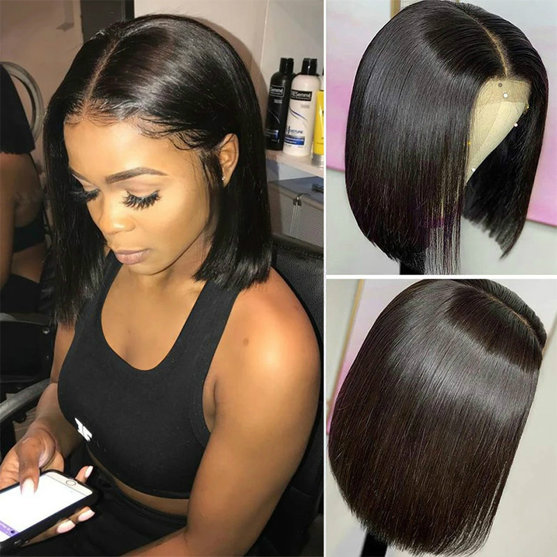 新品假发女中分刘海短shorthair
