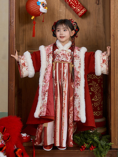 现货十三余儿童汉服[灵蛇小财神]拜年服连衣裙套装冬季新款国风汉