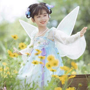 儿童齐胸渐变色连衣裙女童超仙汉服 国风夏季 十三余童装 小荷清清