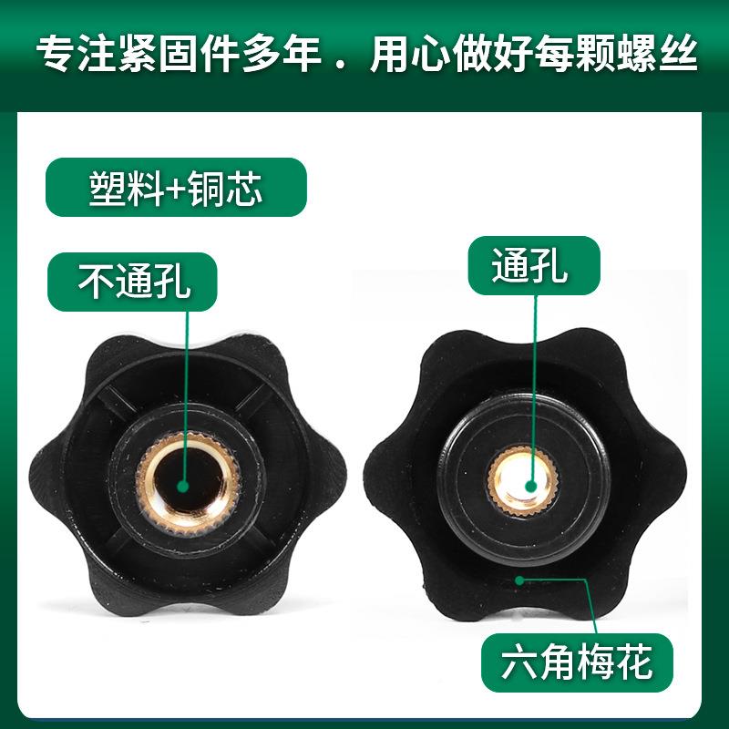 六角梅花25塑胶胶957钮头螺母旋螺母盲孔手拧螺丝螺帽M/M6/M#58