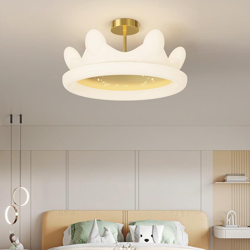 皇冠儿童房孩意吸顶灯女童灯造卡通型创65030粉色公主可爱护眼女