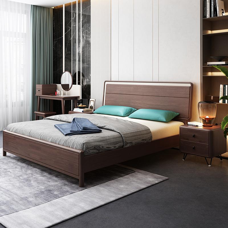 实BHJ-216木现代简床约1.8米米双人床家用主卧1.5北欧轻奢物床高