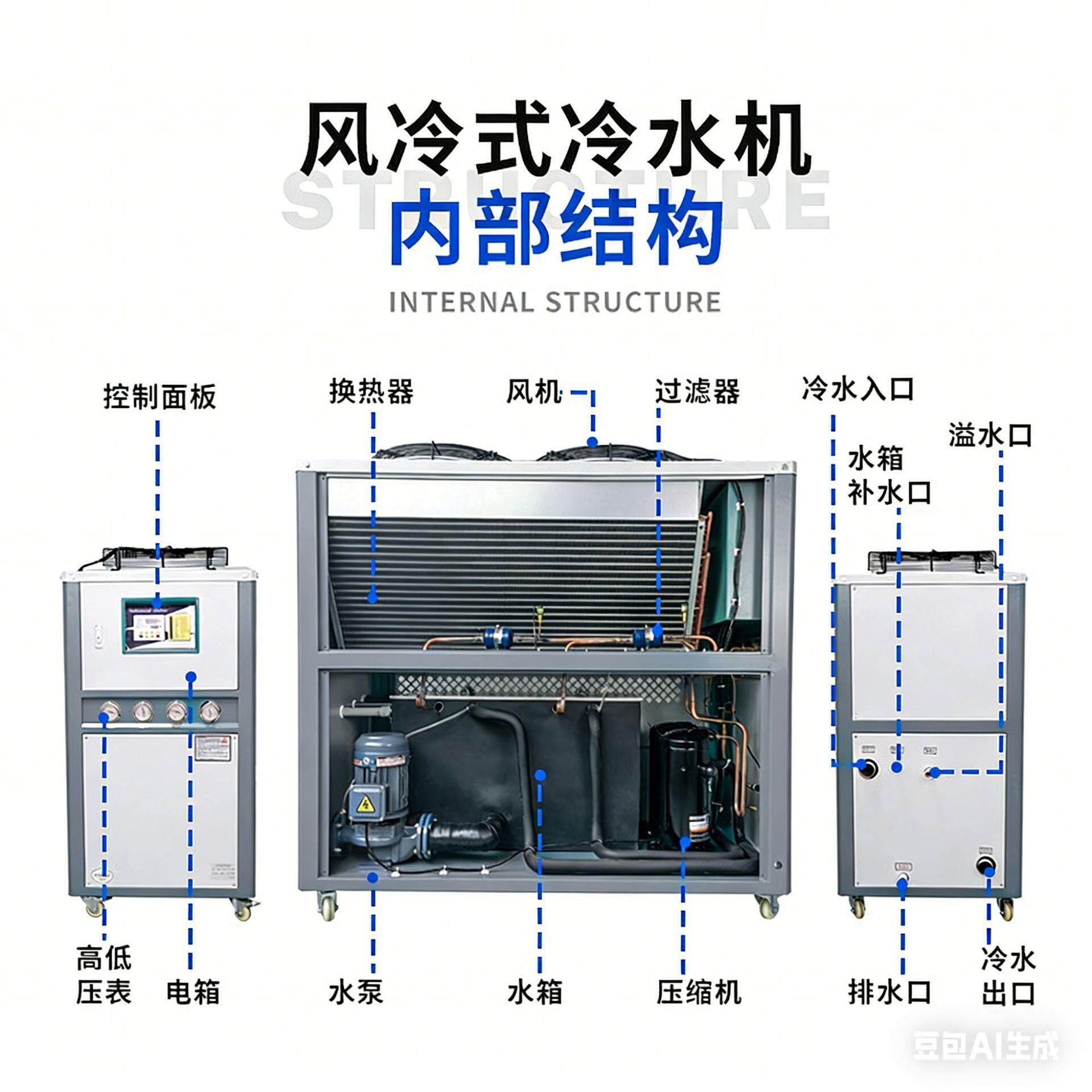 工业冷水机小型冻风冷式水冷机注塑模具冷机冰水机冷降PEI制温设