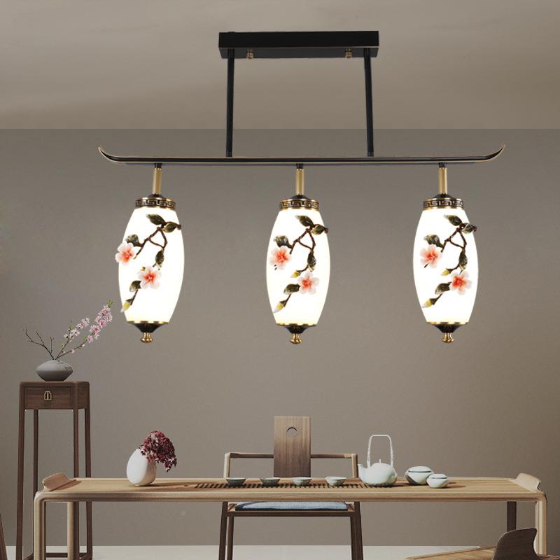 全灯新中式铜茶室吊灯现代简约轻奢厅餐吊吧台创意设计8525-5B师