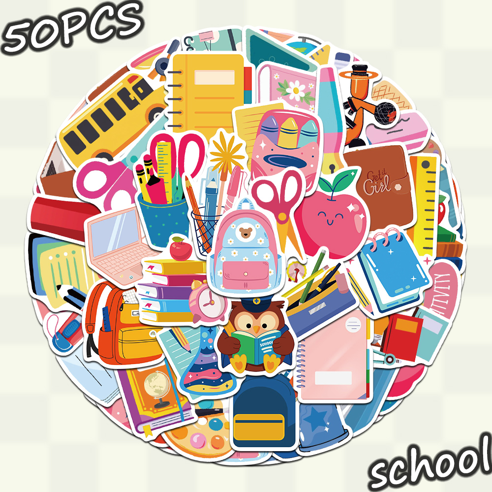 100张返校季贴纸趣味手绘ins风装饰手账桌面手机壳笔记本