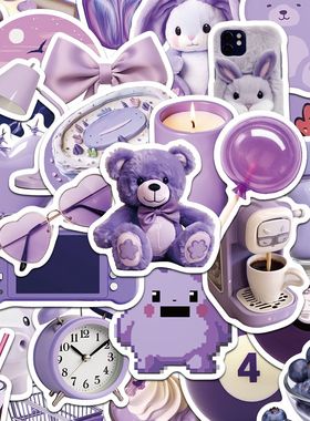 112张紫色ins风韩系贴纸爆款少女心手机壳笔记本ipad防水贴纸diy