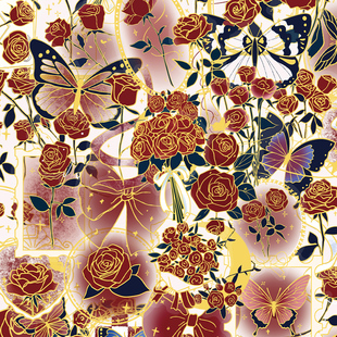 100张玫瑰手札贴纸可爱艺术复古烫金学生装饰手账桌面手机笔记本