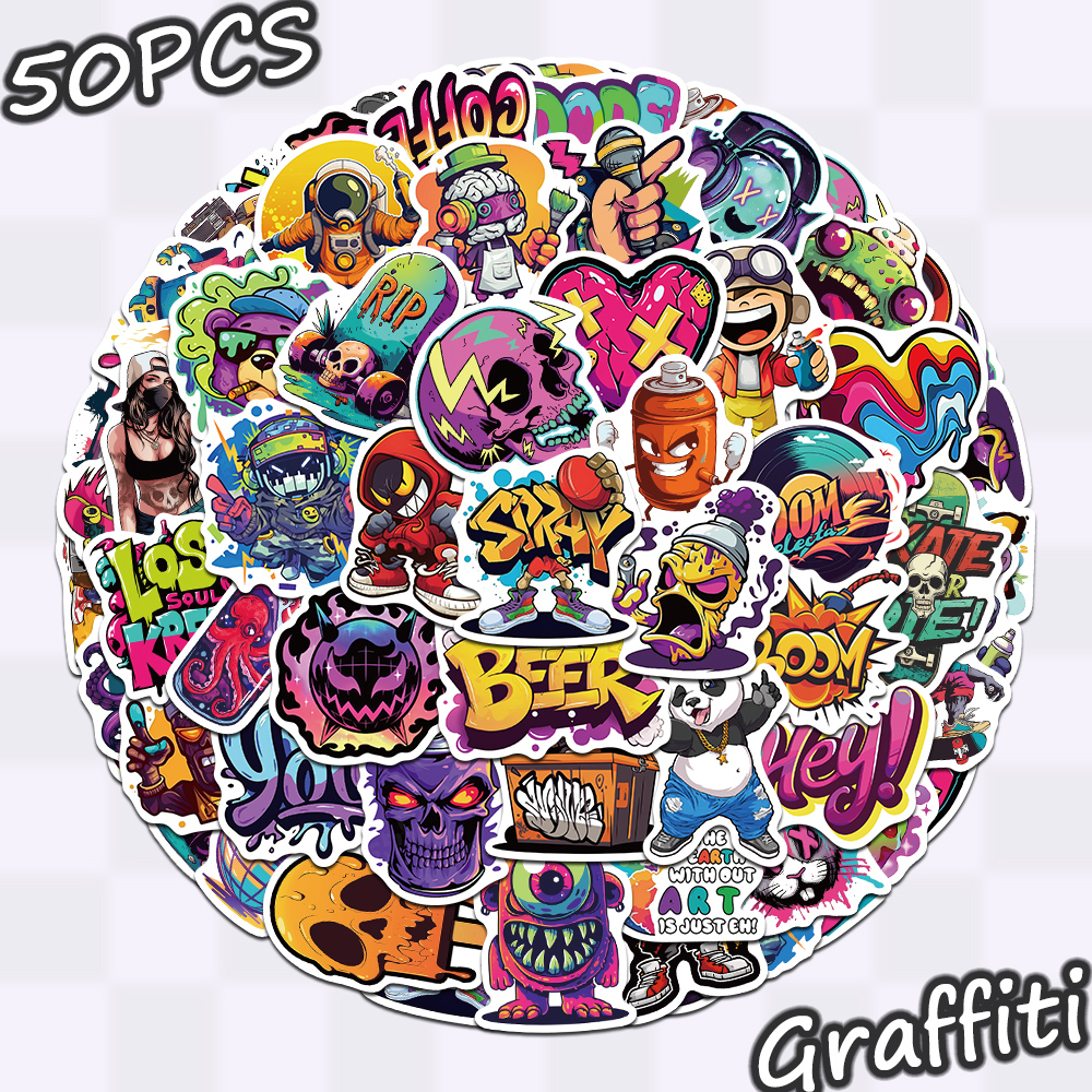 100张街头涂鸦贴纸趣味帅气酷风装饰手账桌面手机壳笔记本