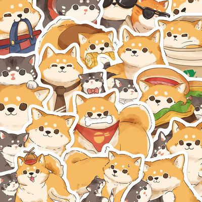 100张原创小狗阿柴小猫咪贴纸卡通可爱手账笔记本装饰防水贴画diy