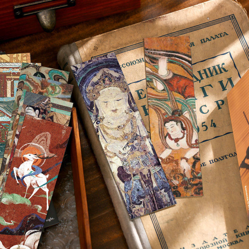 60张遇见敦煌书签复古小众高级感风景diy学生用阅读标注书籍装饰