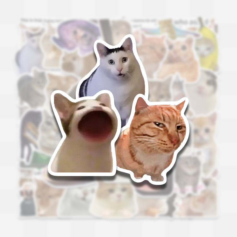 100张网络猫梗合集贴纸搞怪搞笑可爱趣味diy手账桌面