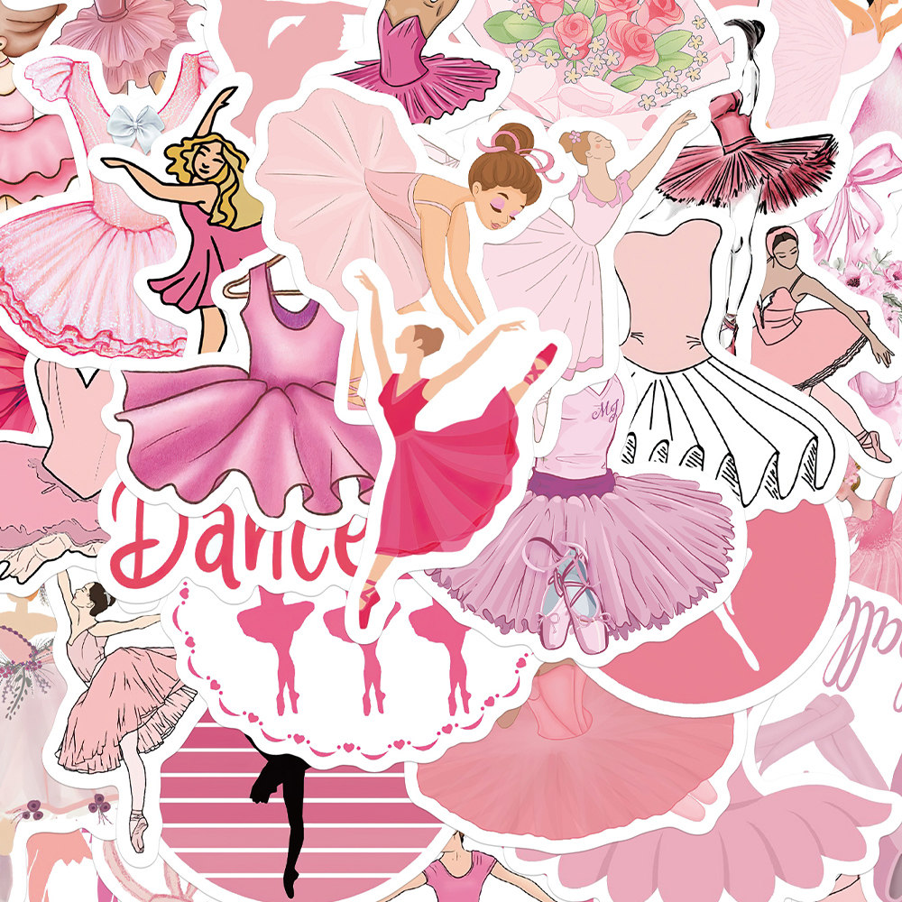 100张芭蕾舞贴纸卡通复古艺术学生儿童装饰手账桌面手机笔记本