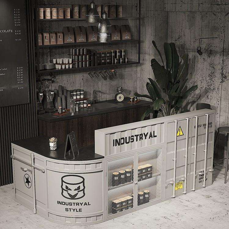 工业风铁艺吧台收银台集装箱奶茶店服装店创意复古前台接待台