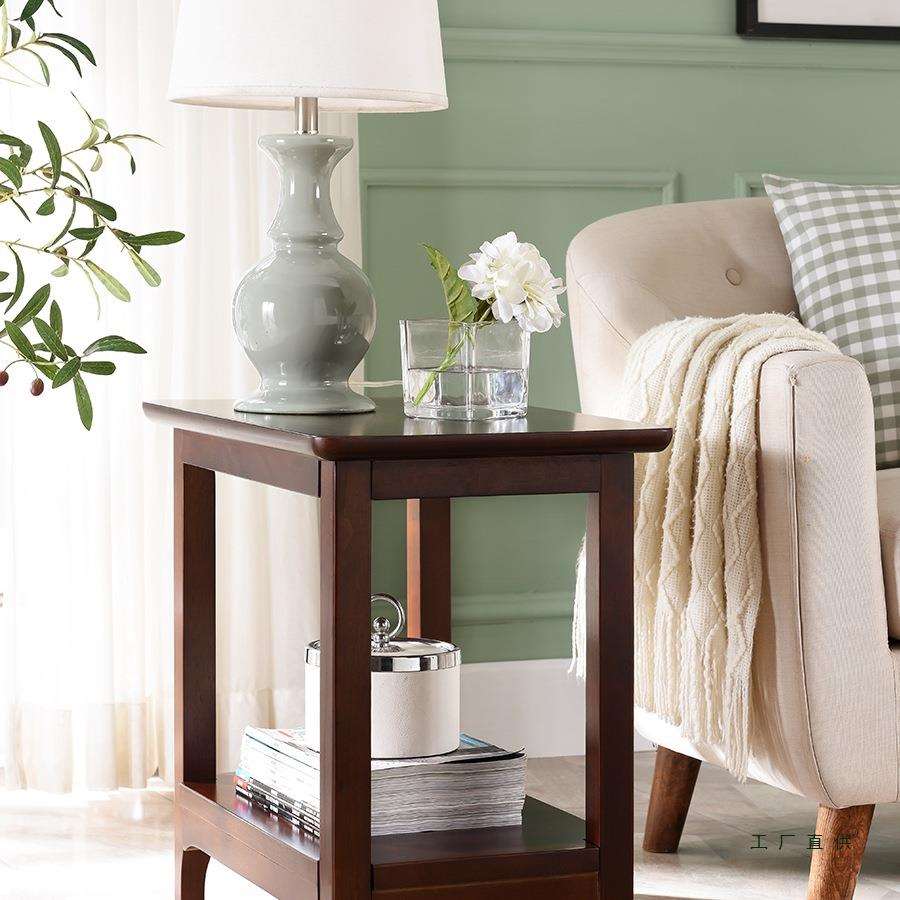 实木角几沙发边柜客厅储物角柜简约小边几家用长方形桌子美式茶几